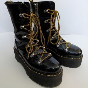 Dr. Martens Ghilana Black Patent Leather Platform Boots